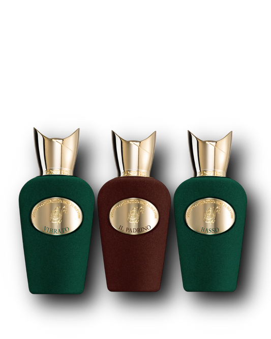 Sospiro Perfumes Discovery Set – Vibrato · Il Padrino · Basso | Fragrance Samples | 3 × 2-10 ml